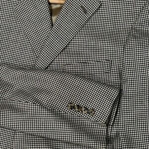 Southwick Mens Size 44 L Tall Houndstooth Blazer Sport Coat Jacket Black Beige